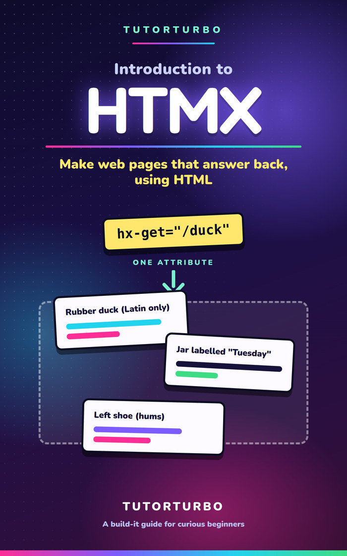Cover of Introduction to HTMX &mdash; Make web pages that answer back, a TutorTurbo book