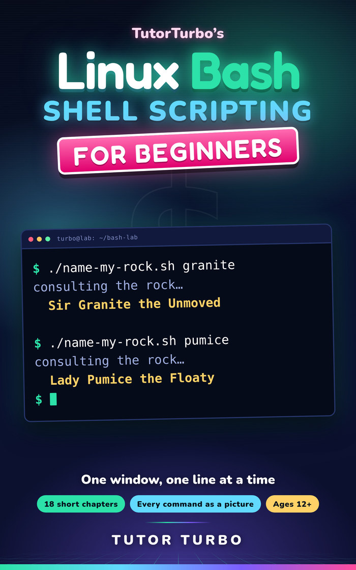 Cover of Linux Bash Shell Scripting &mdash; A visual, hands-on guide, a TutorTurbo book